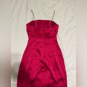 Zara XS pink bachelorette mini dress with rhinestone straps